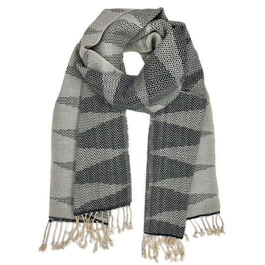 Cambodia Chevron Tapestry Scarf 100% Organic Cotton Handloomed Tassel Fringe
