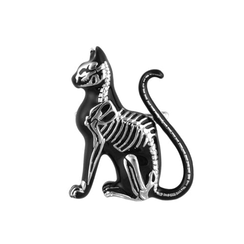 Cat Skeleton Enamel Pin Gothic Cute Skull Brooch Accessory