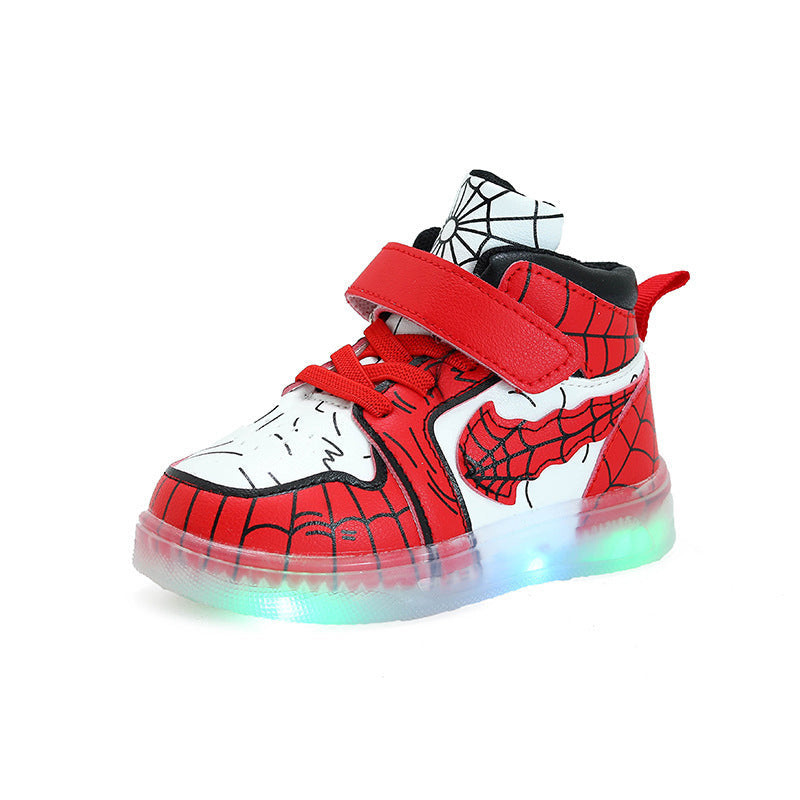 New Style LED-lit Leather Sneakers For Boys