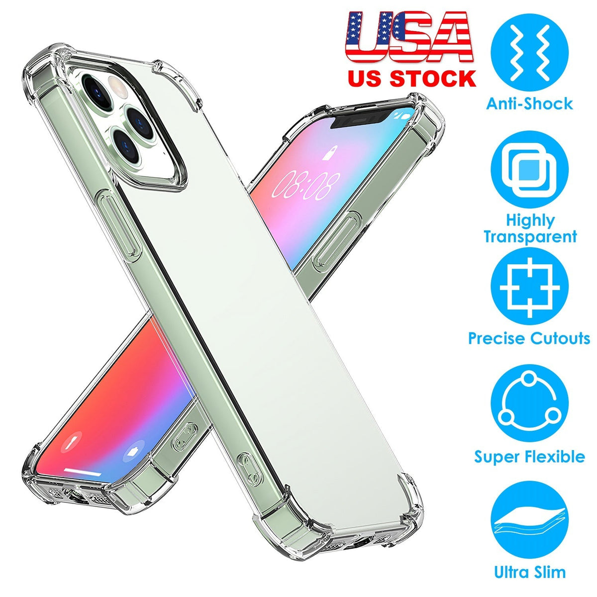 ShockproofÊClear Phone Case Soft TPU Transparent Phone Cover Anti-Shock Ultra-Thin Phone Case Cover Fit for iPhone 14/14Plus/14Pro/14Pro Max/13/13Pro/