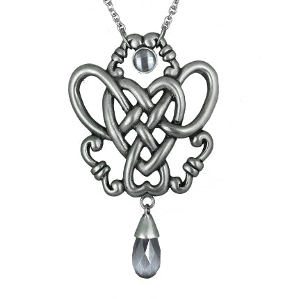 Celtic Knot Necklace With Faceted Stone Drop Pendant Silver