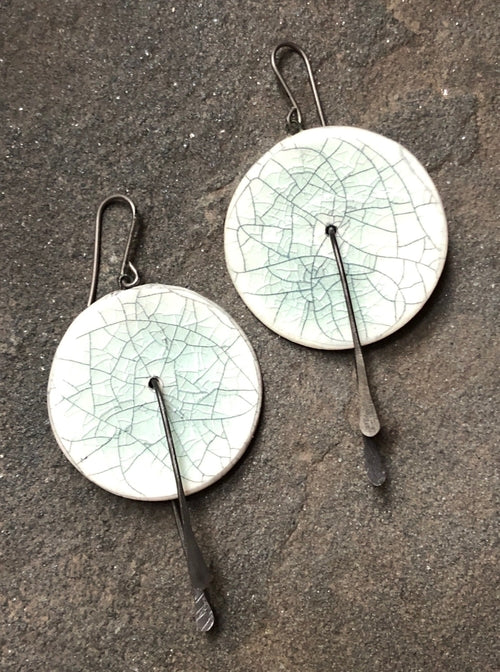 Ceramic Disc Statement Earrings Lightweight Hypoallergenic