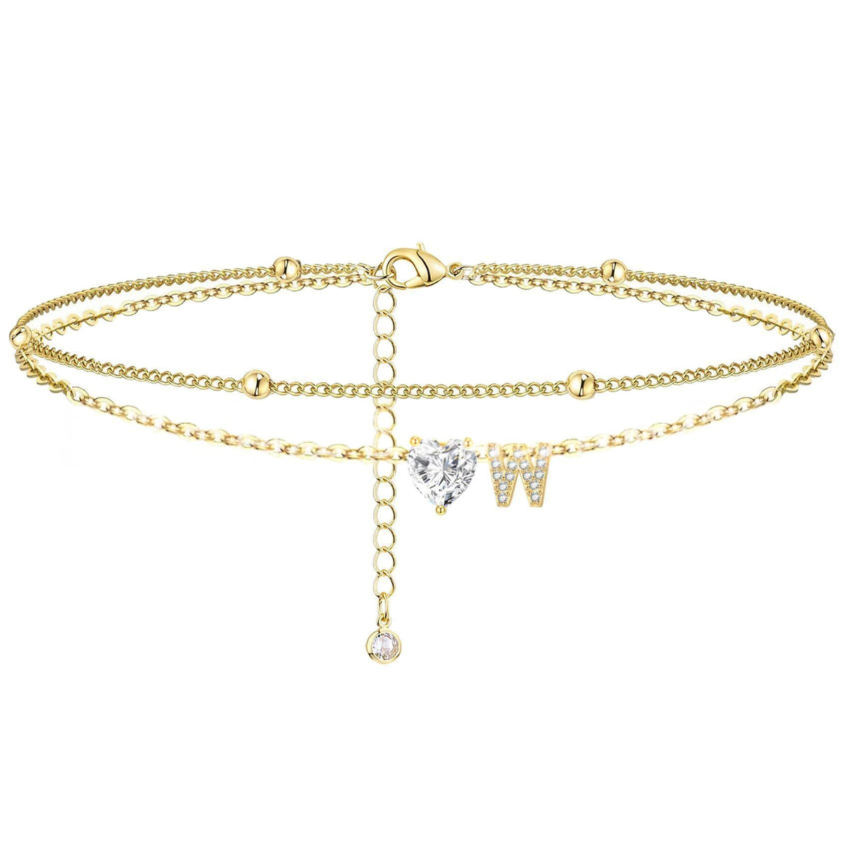 Womens Adjustable Delicate Versatile Double-layer Anklet Set
