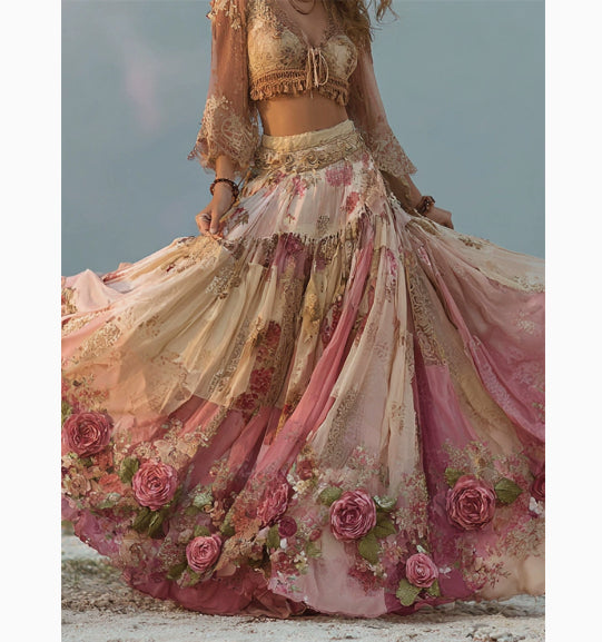 Women's Loose And Casual Fashionable 3D Printed Skirt