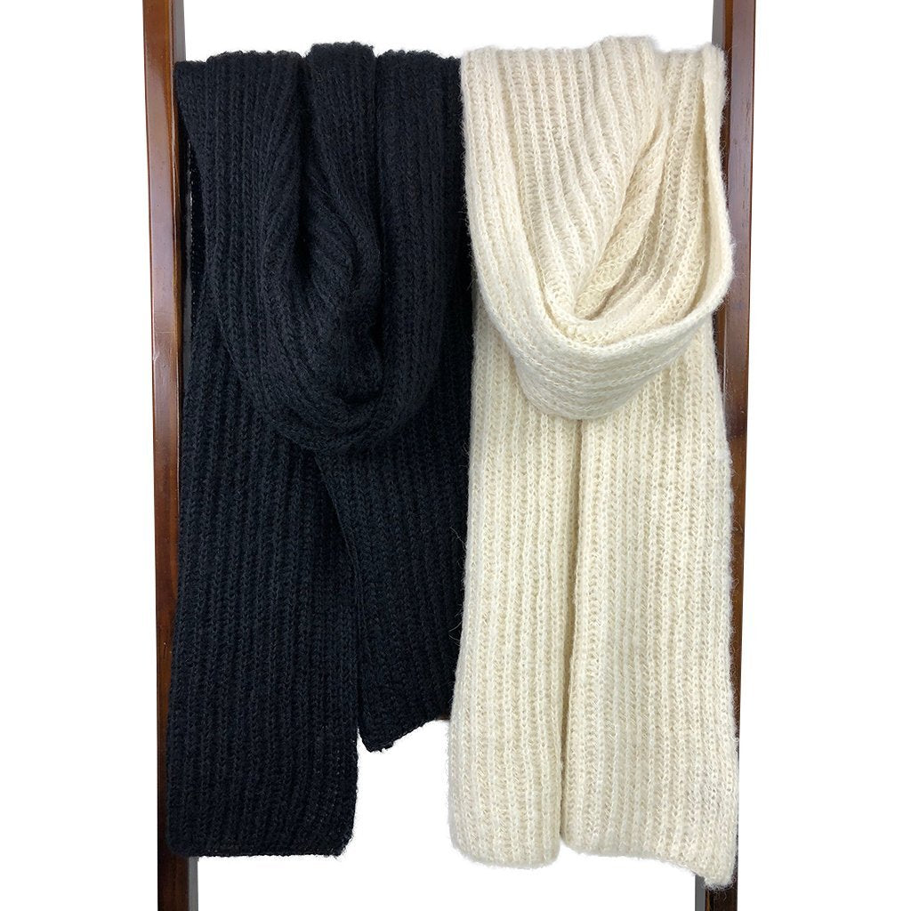 Chunky Black Alpaca Scarf Oversized Unisex Knit Warm Winter Wrap Long Soft Luxury Layering