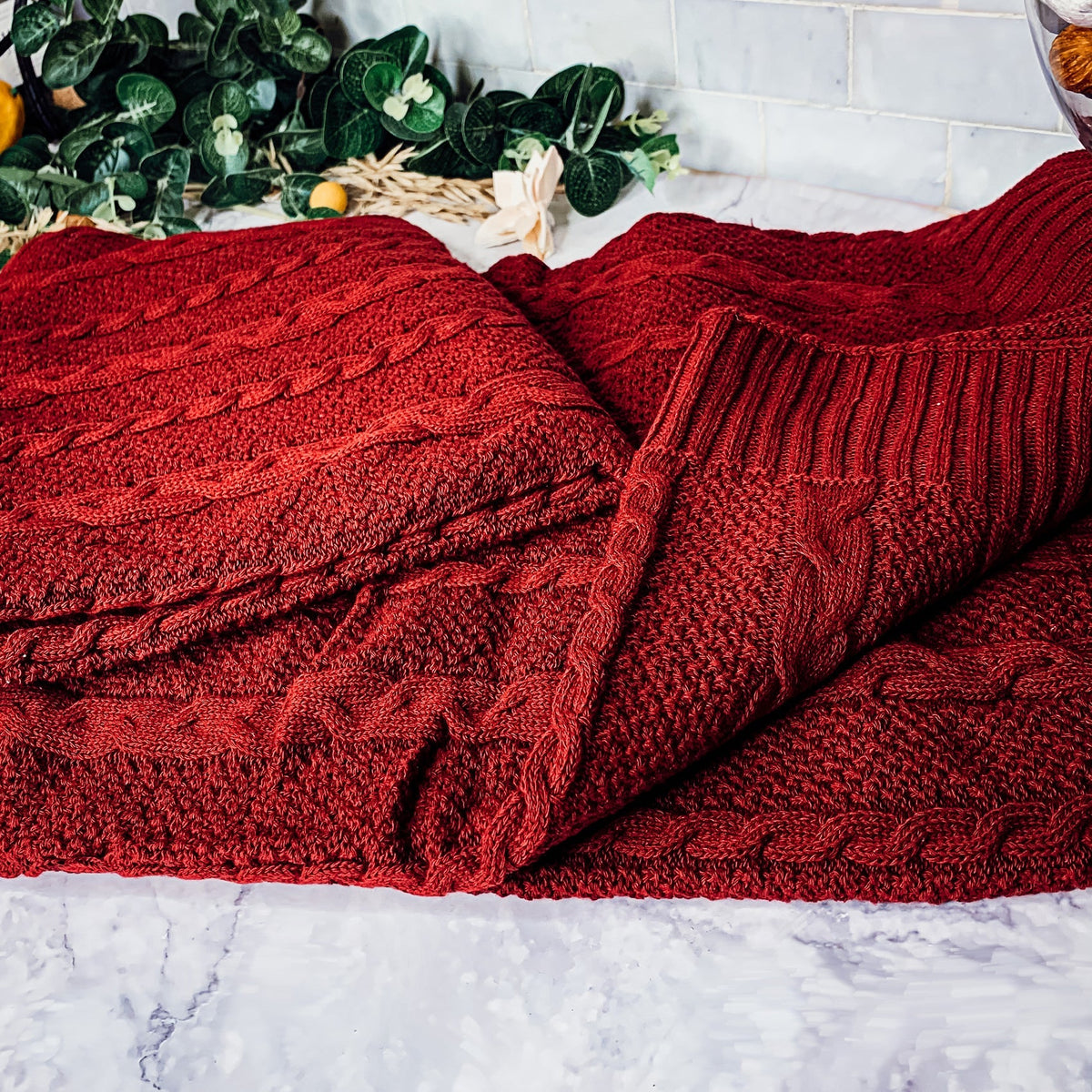 Claret Knit Sweater Throw Lightweight Cozy Blanket For Couch Bed