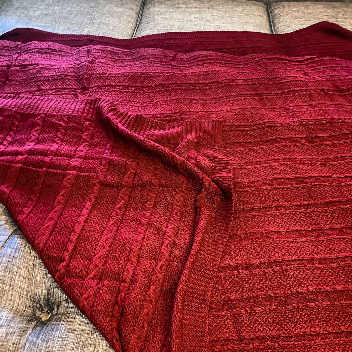 Claret Knit Sweater Throw Lightweight Cozy Blanket For Couch Bed