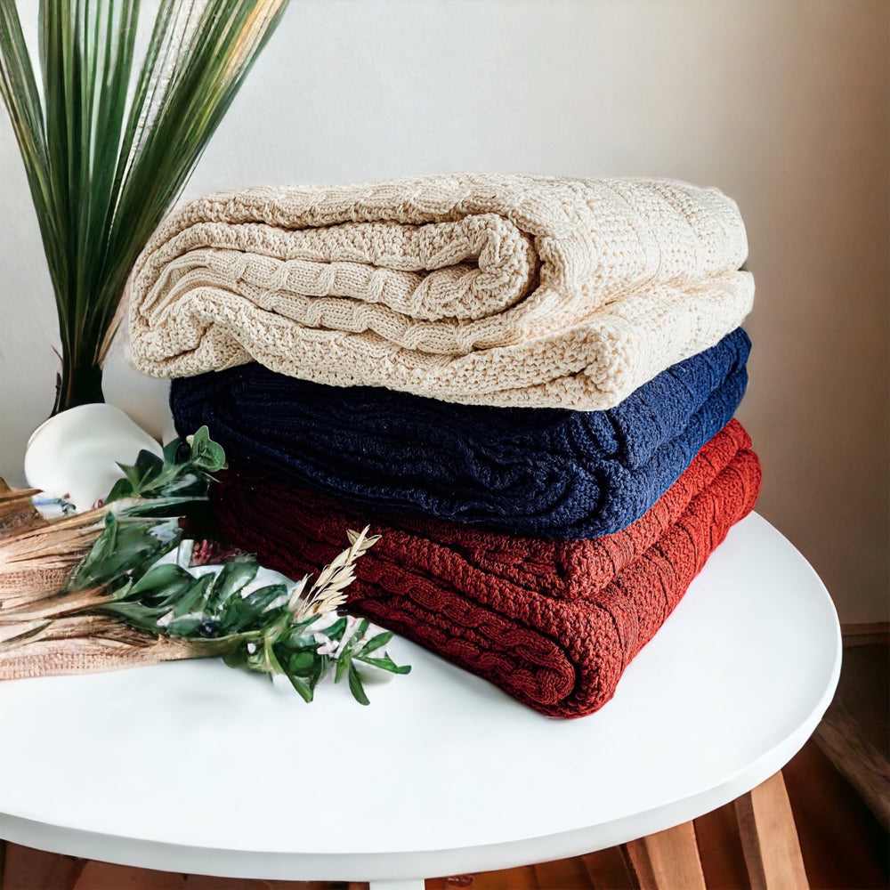 Claret Knit Sweater Throw Lightweight Cozy Blanket For Couch Bed