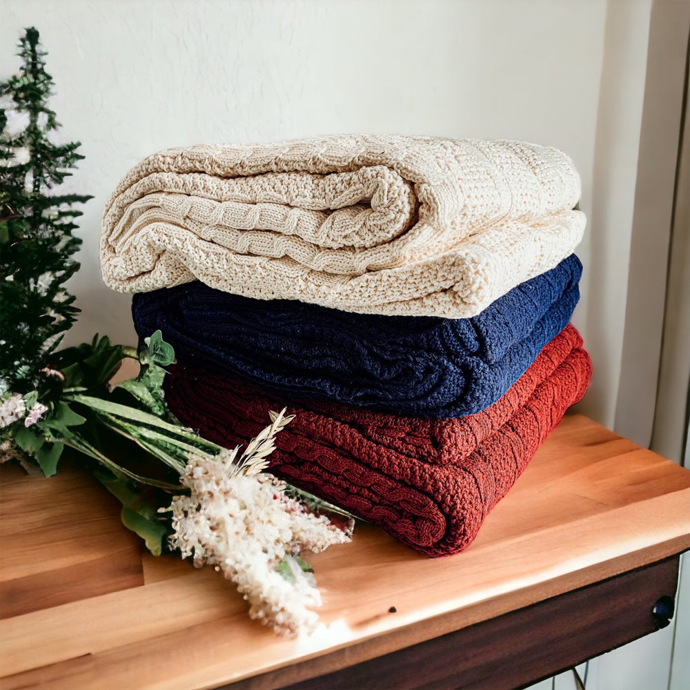 Claret Knit Sweater Throw Lightweight Cozy Blanket For Couch Bed