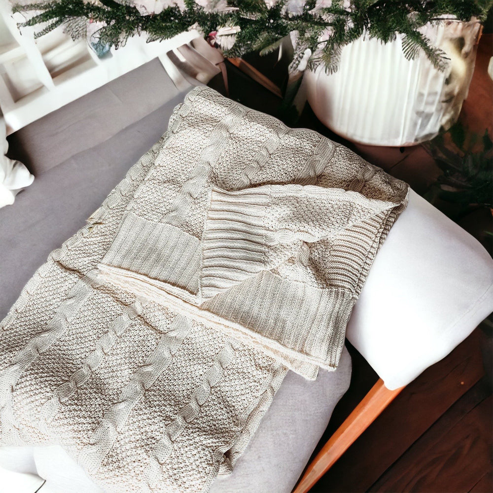Claret Knit Sweater Throw Lightweight Cozy Blanket For Couch Bed