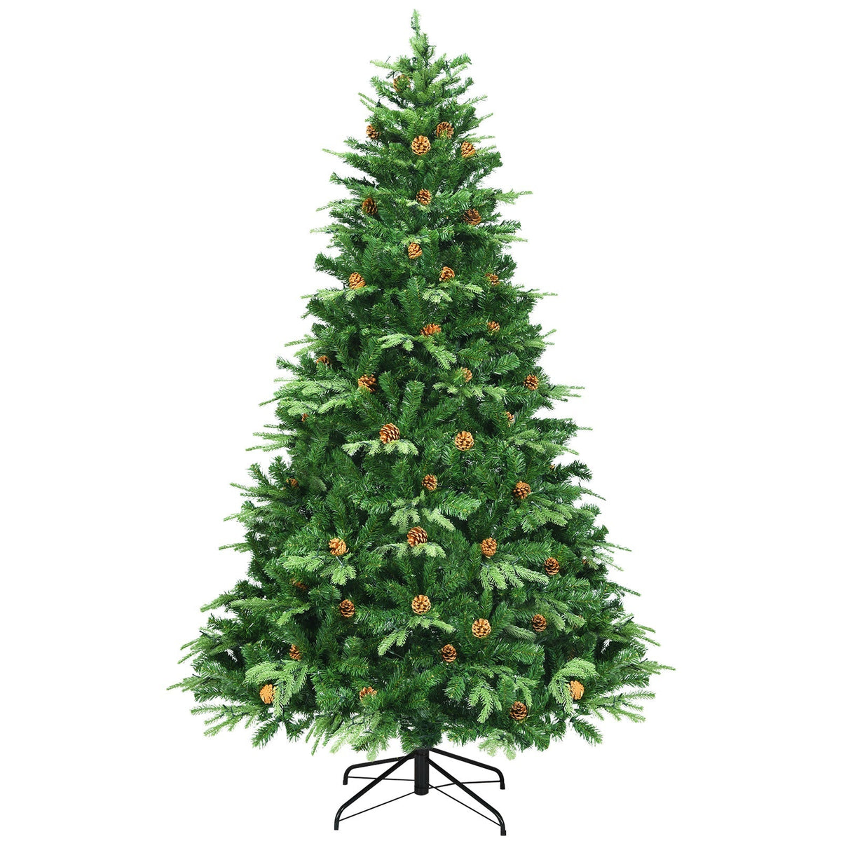 7.5 ft Artificial Christmas Tree with LED Lights and Pine Cones