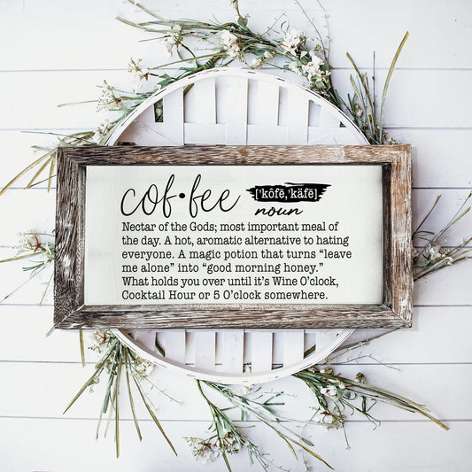 Coffee Definition Wooden Sign For Coffee Bar Decor Rustic Kitchen Wall Art Scientific Humor