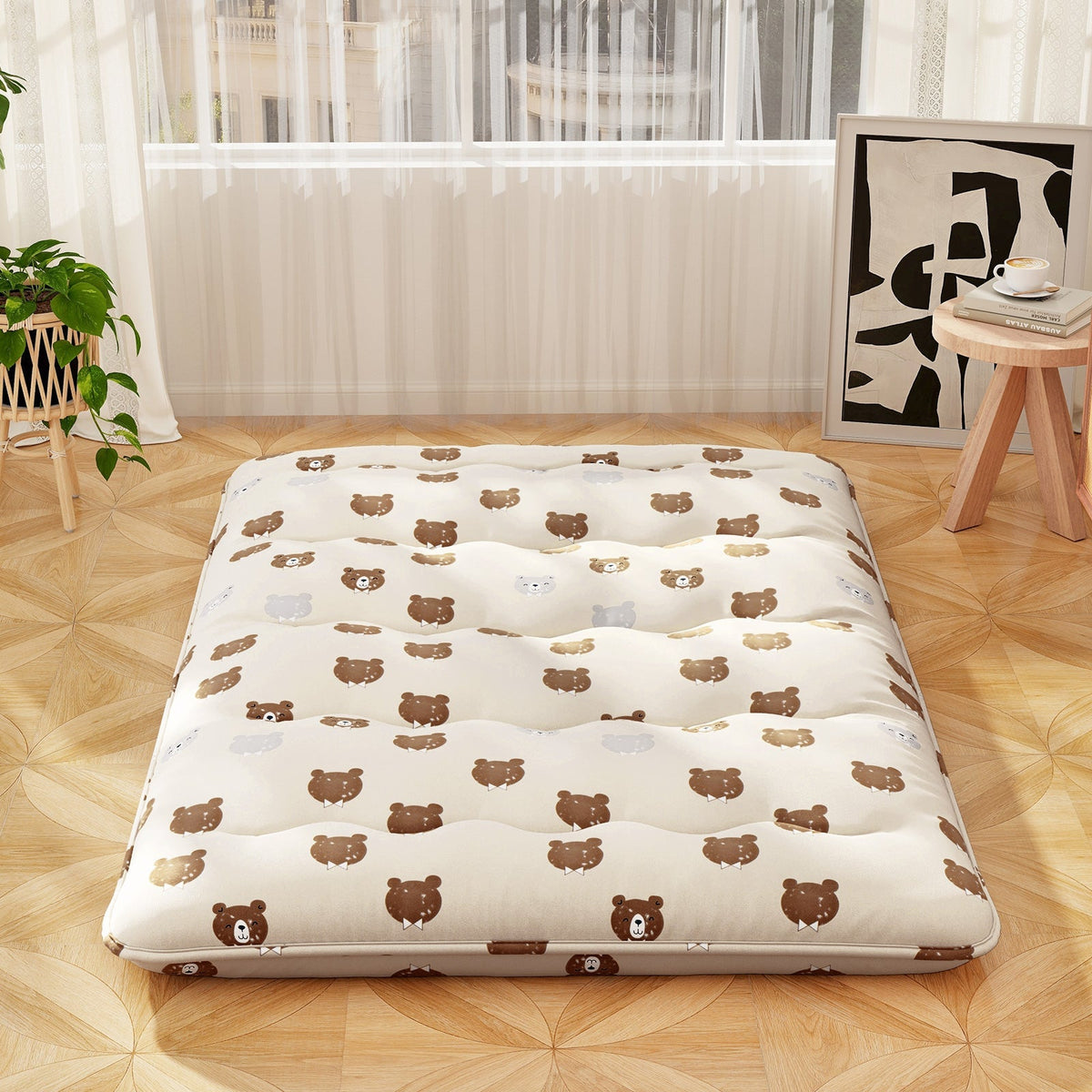 Foldable Futon Mattress with Washable Cover and Carry Bag for Camping