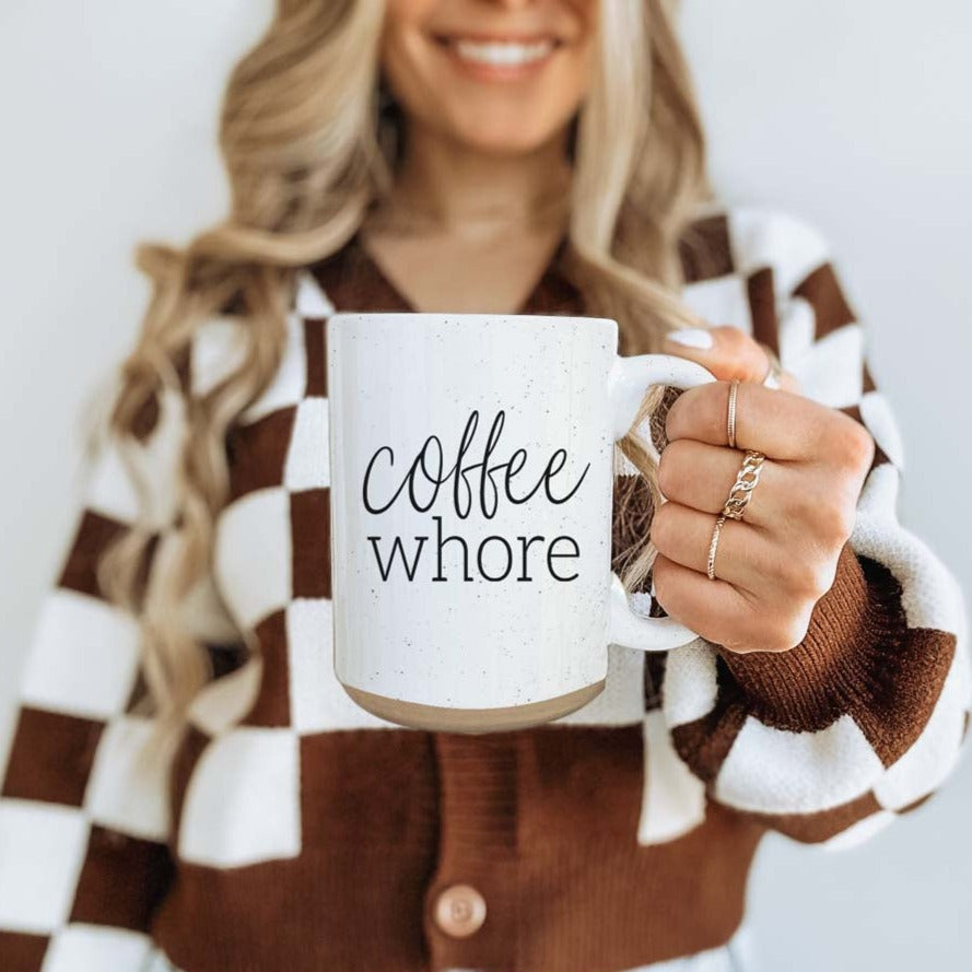Coffee Whore 16oz Ceramic Coffee Mug - Large Funny Sass Morning Gift