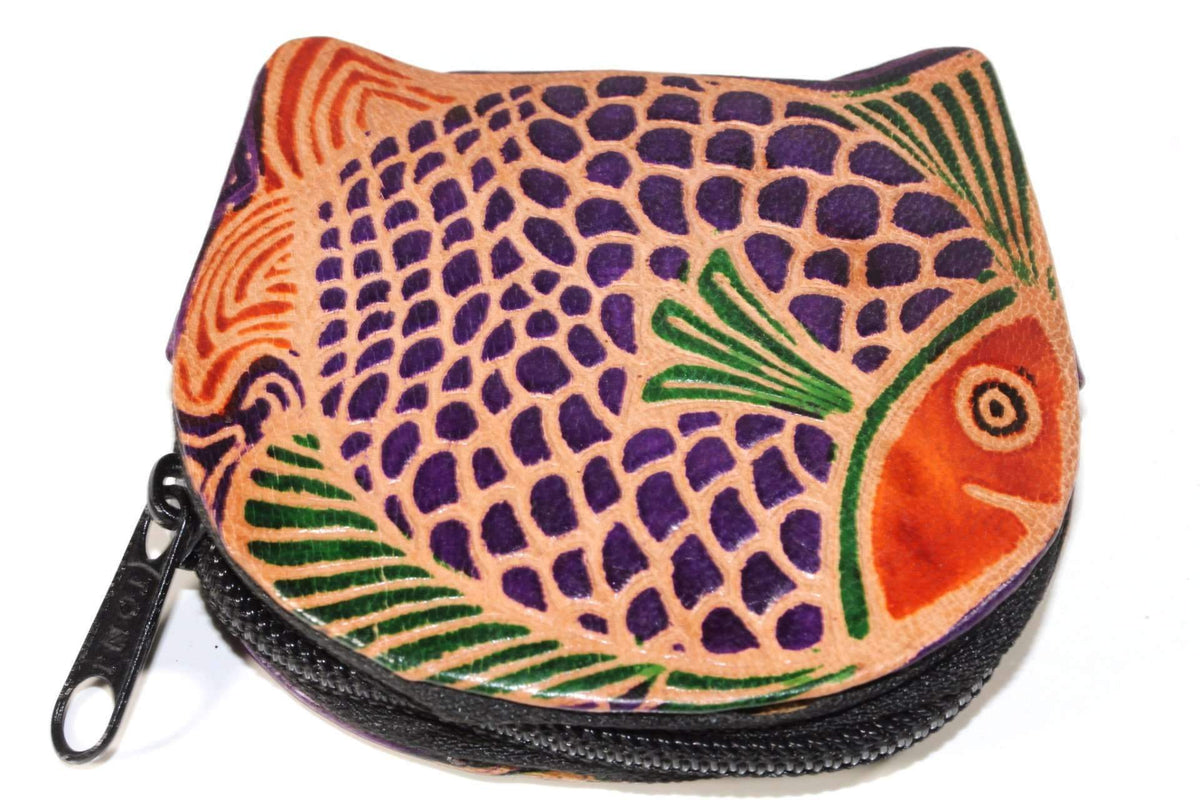 Colorful Fish Leather Coin Purse Small Zipper Wallet