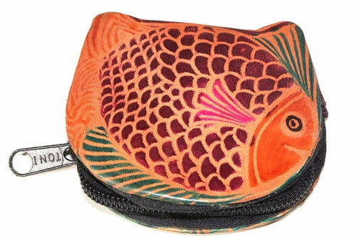 Colorful Fish Leather Coin Purse Small Zipper Wallet