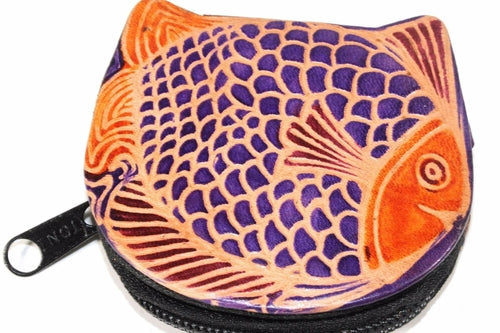 Colorful Fish Leather Coin Purse Small Zipper Wallet