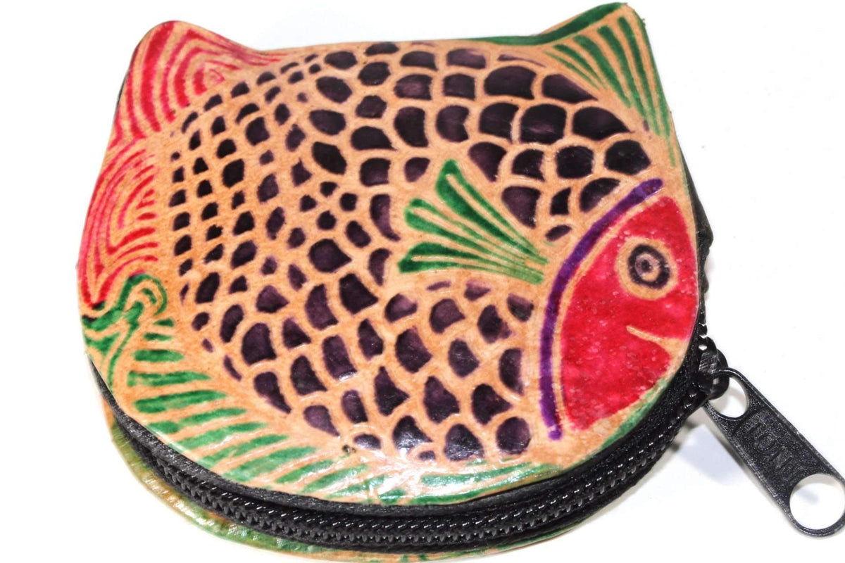 Colorful Fish Leather Coin Purse Small Zipper Wallet