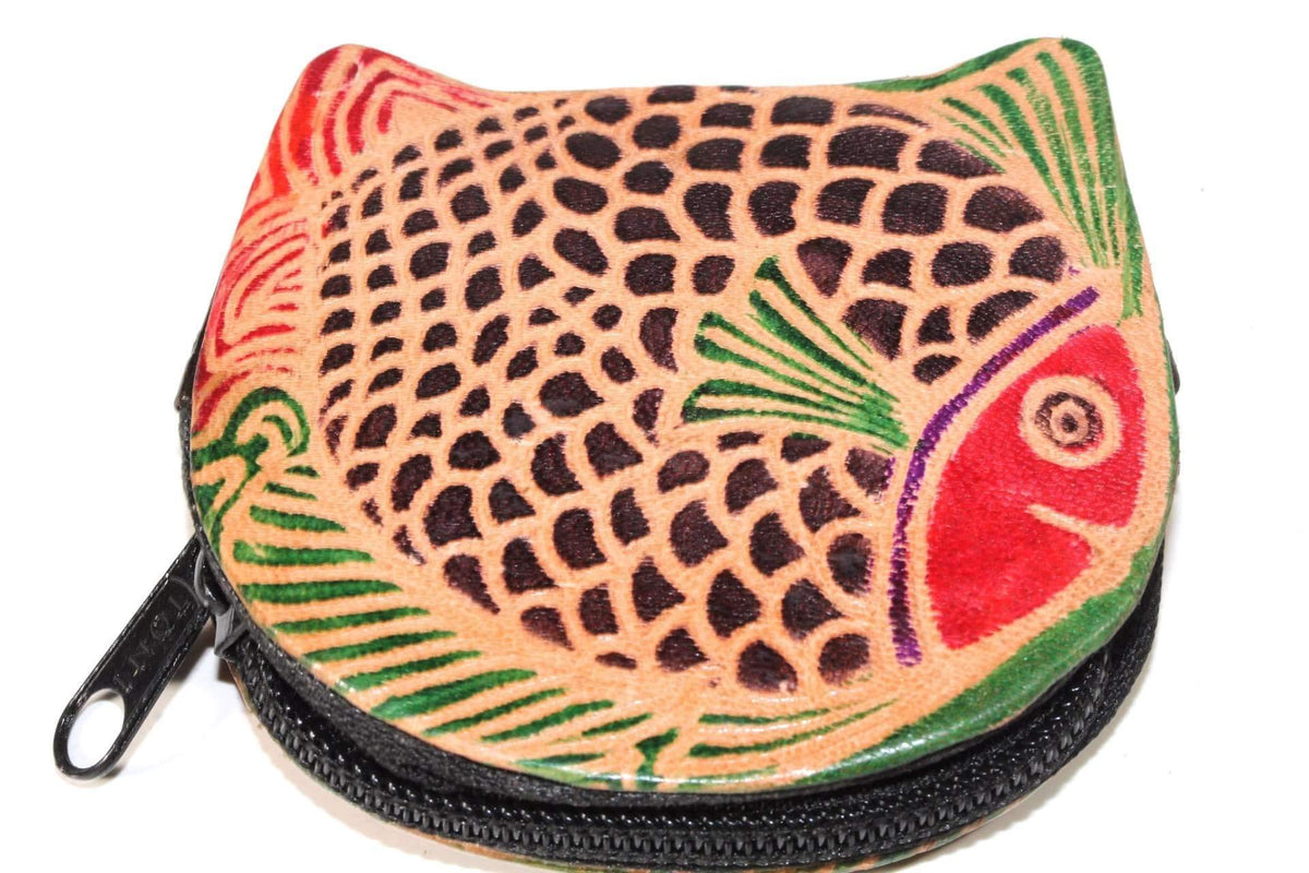 Colorful Fish Leather Coin Purse Small Zipper Wallet