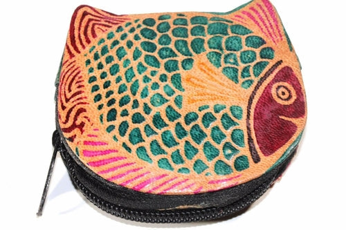 Colorful Fish Leather Coin Purse Small Zipper Wallet