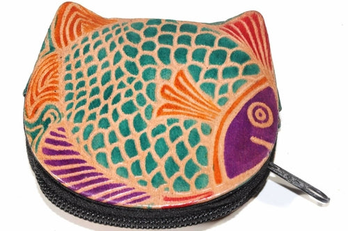 Colorful Fish Leather Coin Purse Small Zipper Wallet