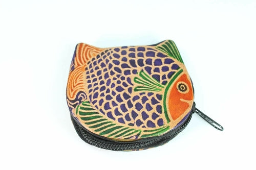 Colorful Fish Leather Coin Purse Small Zipper Wallet