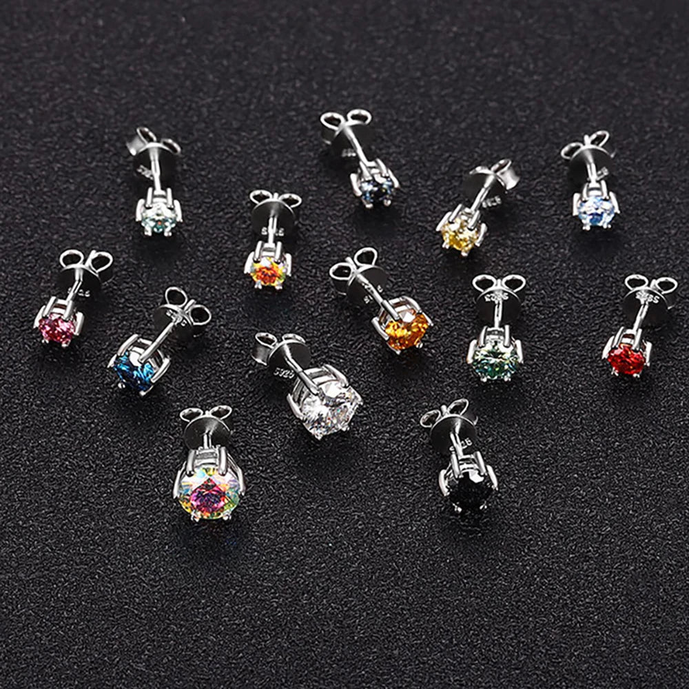 Moissanite Stud Earrings 1-6ct 21 Colors GRA Cert 925 Sterling Silver