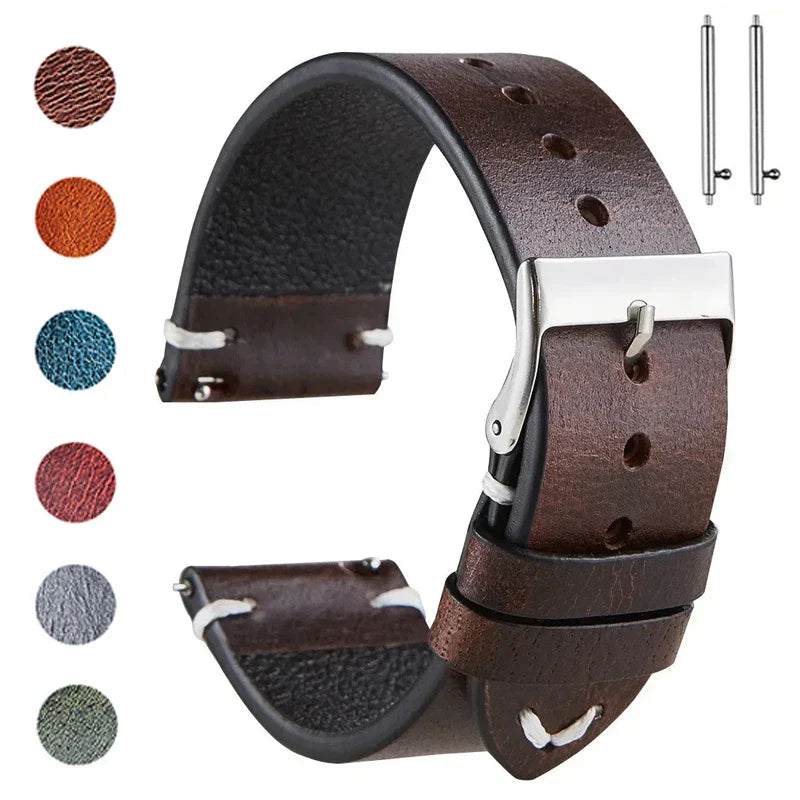 COROS Smartwatch Leather Band Quick Release Retro Oil Wax Calfskin 18/20/22mm