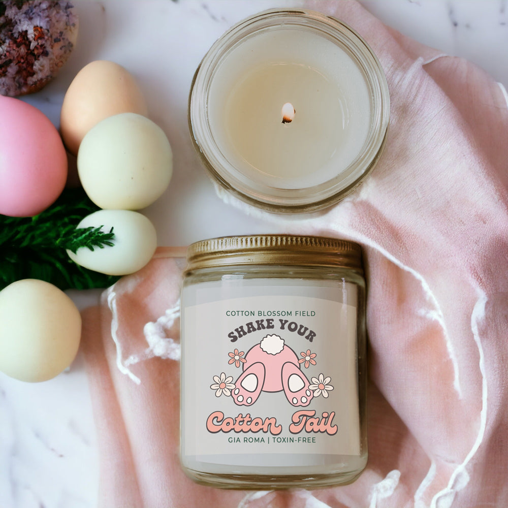 Cotton Blossom Candle - Fresh Lavender Cotton Scented Soy Candle, Home Spa