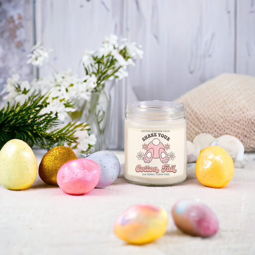 Cotton Blossom Candle - Fresh Lavender Cotton Scented Soy Candle, Home Spa