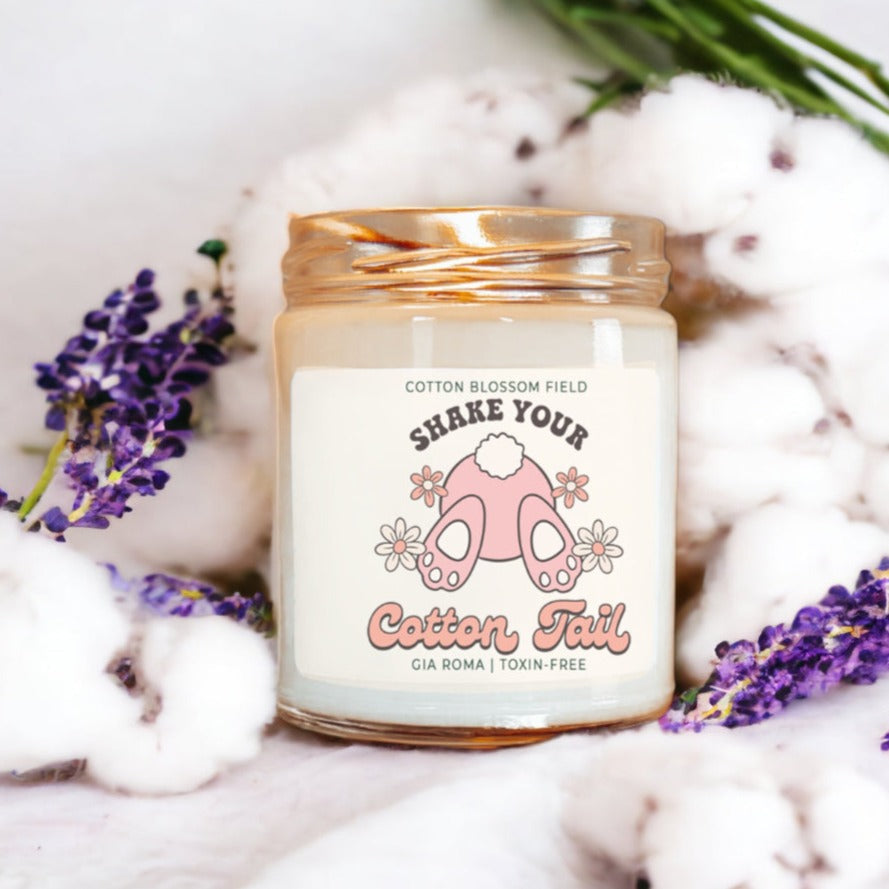 Cotton Blossom Candle - Fresh Lavender Cotton Scented Soy Candle, Home Spa