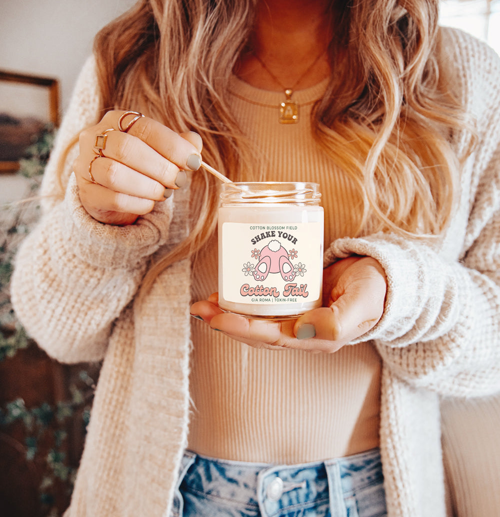 Cotton Blossom Candle - Fresh Lavender Cotton Scented Soy Candle, Home Spa