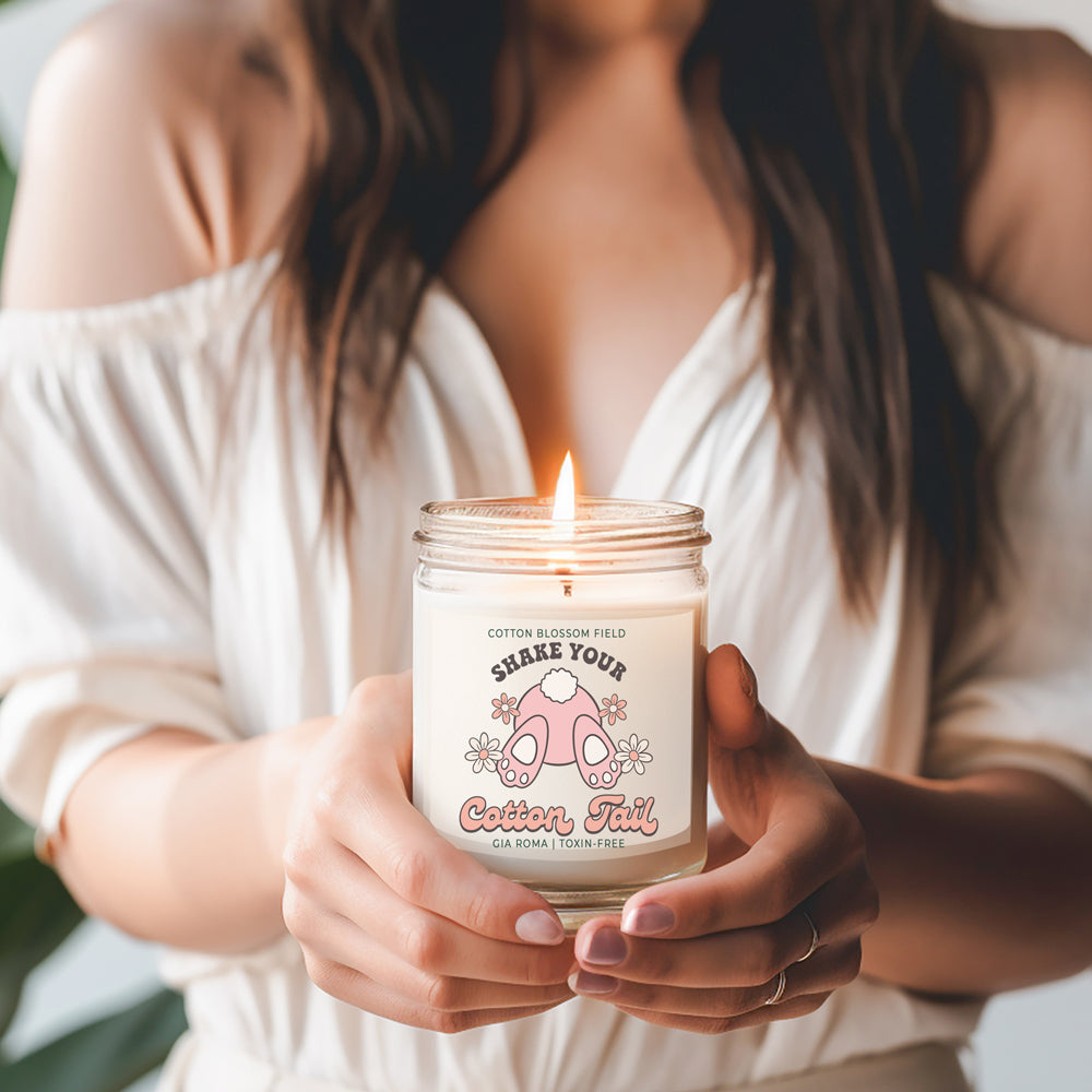 Cotton Blossom Candle - Fresh Lavender Cotton Scented Soy Candle, Home Spa