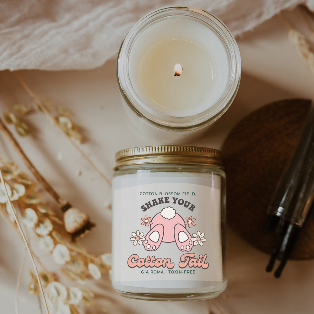 Cotton Blossom Candle - Fresh Lavender Cotton Scented Soy Candle, Home Spa