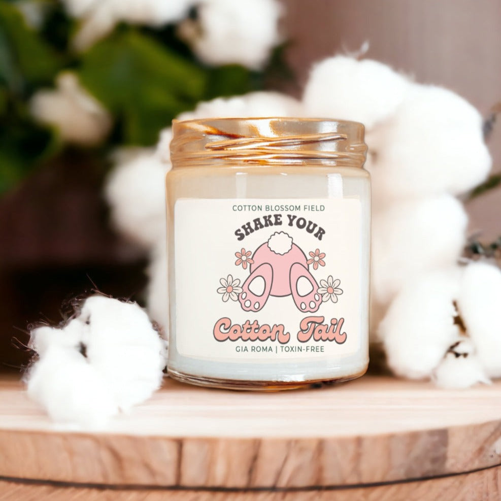 Cotton Blossom Candle - Fresh Lavender Cotton Scented Soy Candle, Home Spa
