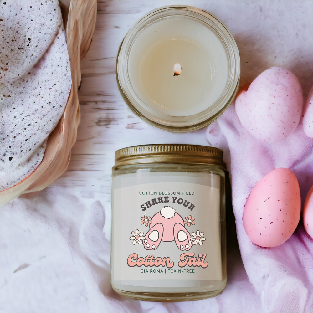 Cotton Blossom Candle - Fresh Lavender Cotton Scented Soy Candle, Home Spa