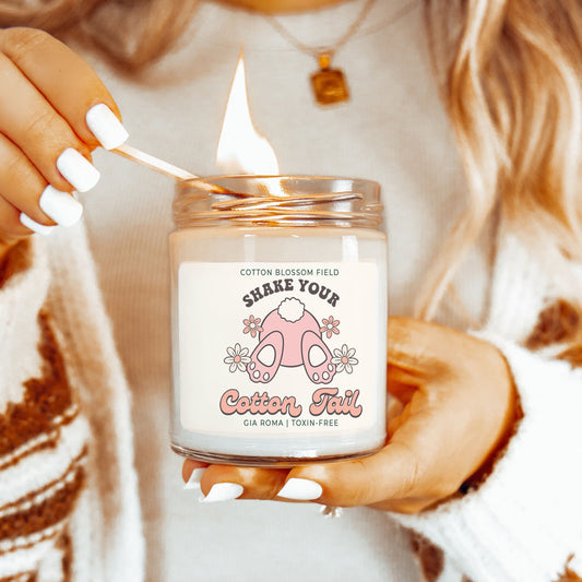 Cotton Blossom Candle - Fresh Lavender Cotton Scented Soy Candle, Home Spa