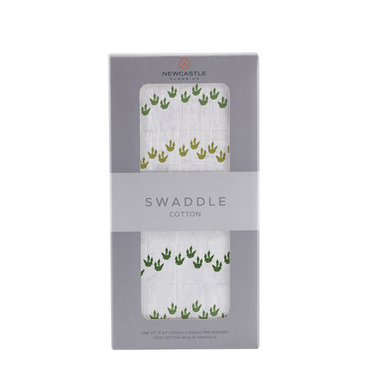 Cotton Muslin Baby Swaddle Dino Feet Print Lightweight