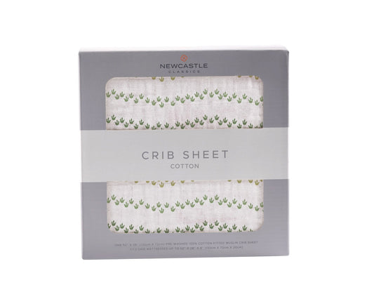 Cotton Muslin Crib Sheet Dino Feet Baby Fitted Sheet