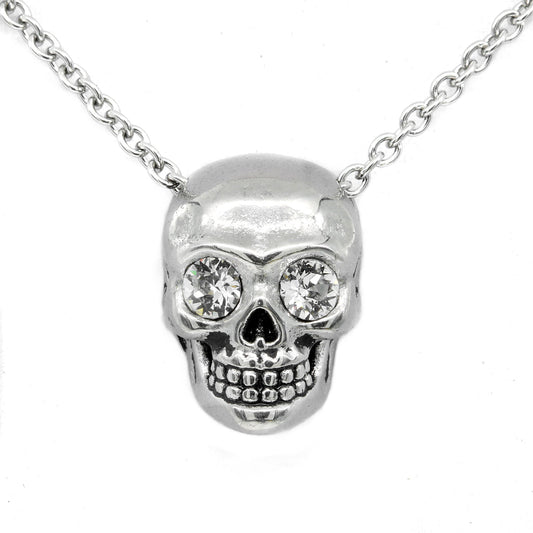 Crystal Skull Necklace With Sparkling Rhinestone Eyes