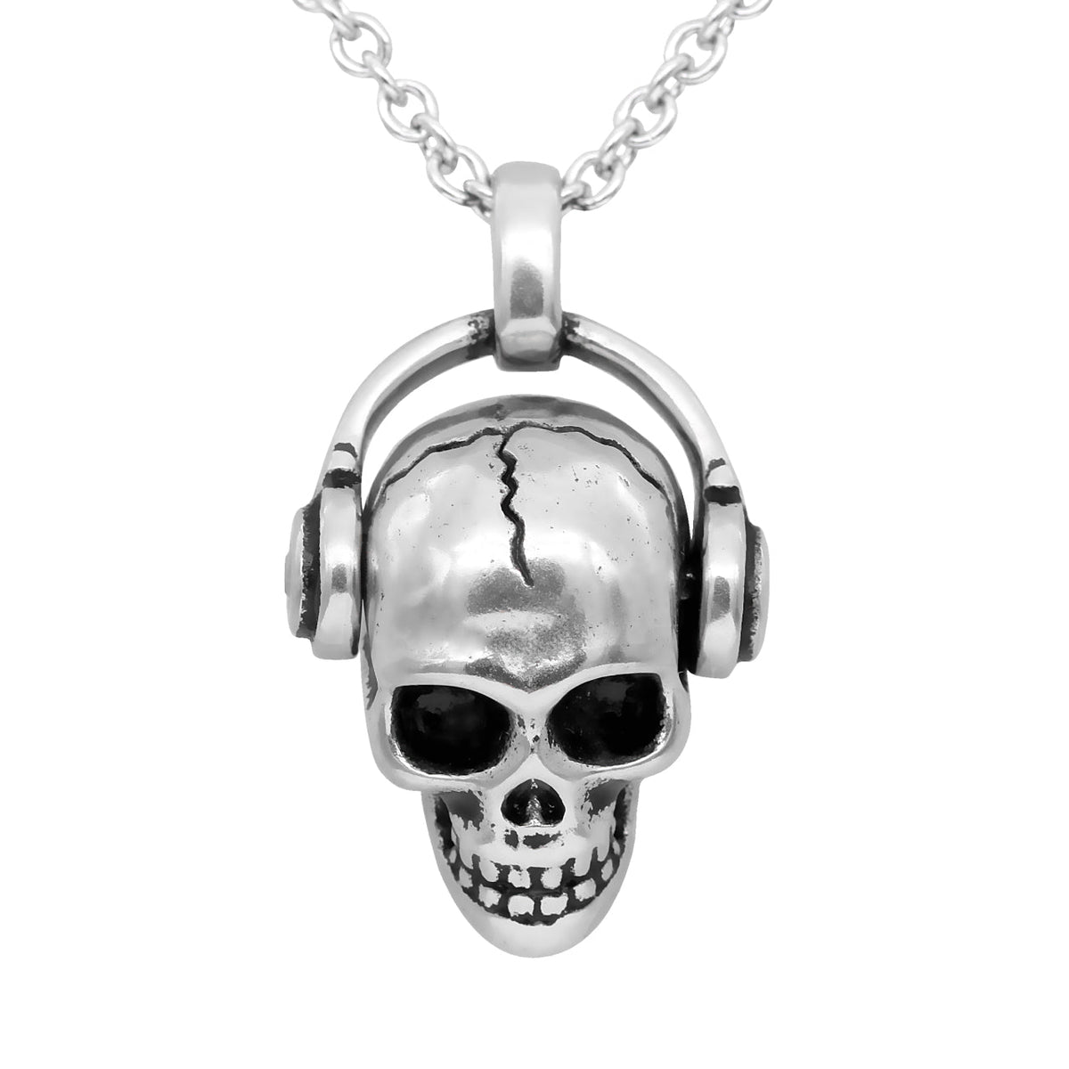 Crystal Skull Pendant Necklace Gothic Silver Chain Minimal