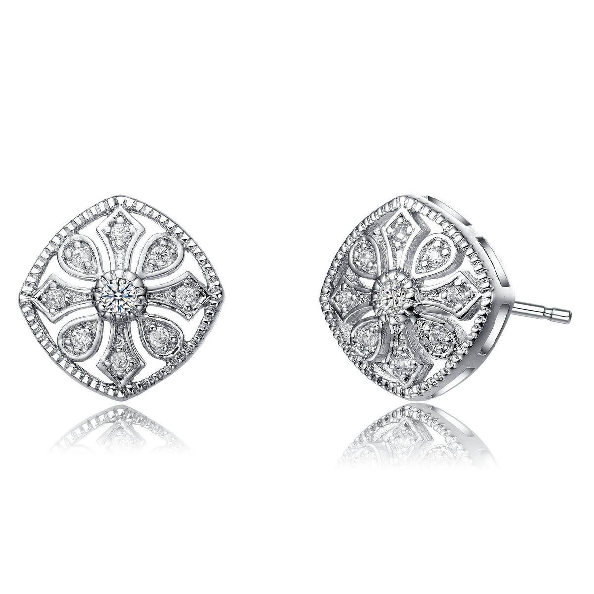 Cubic Zirconia Filigree Stud Earrings