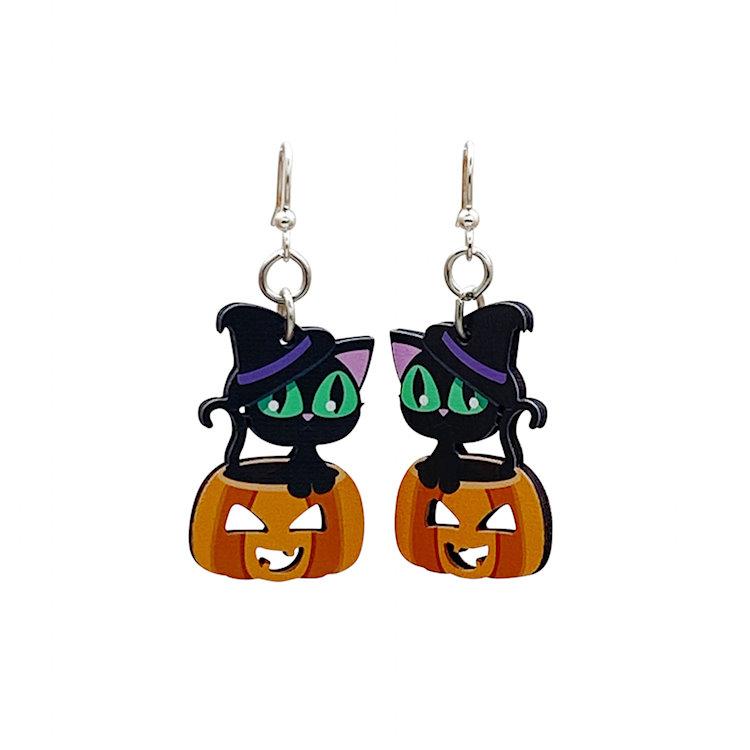 Cute Halloween Cat Pumpkin Dangle Earrings For Women