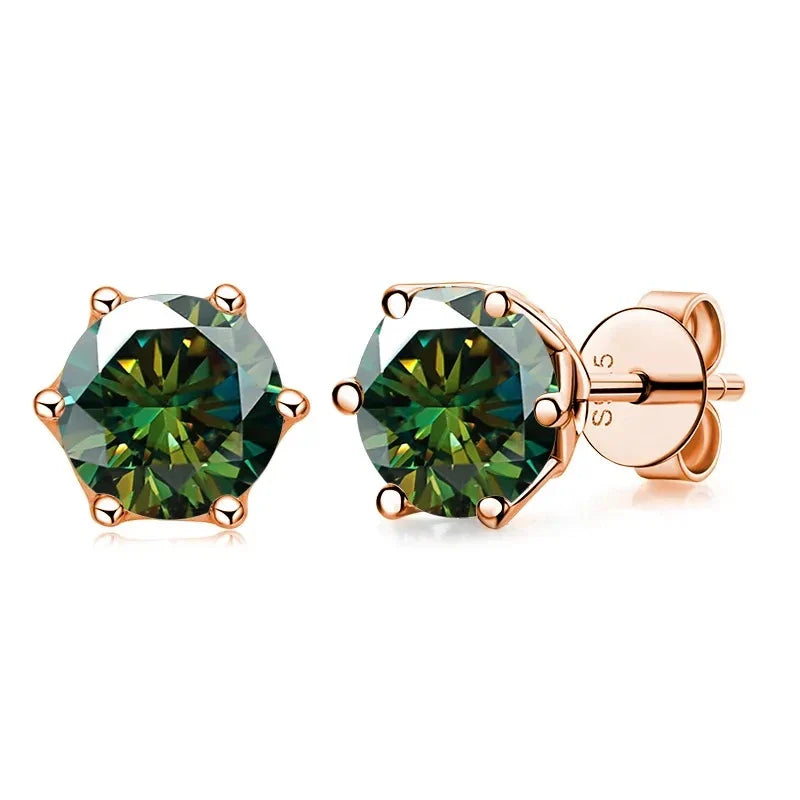 0.5-1ct D Color Moissanite Stud Earrings 925 Sterling Silver Gold Plated