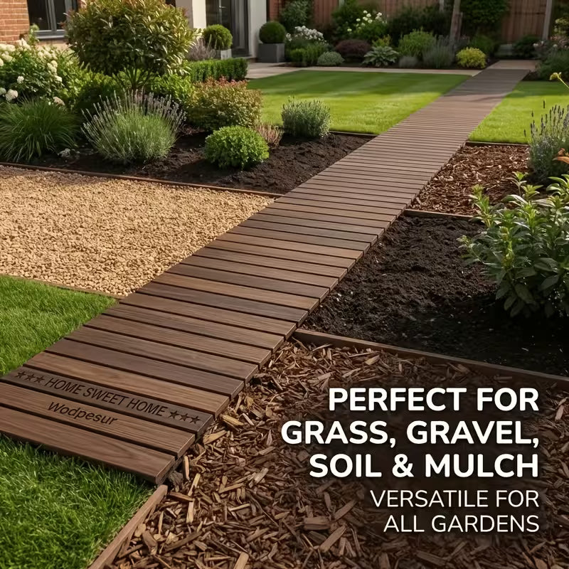 Roll-Up Wooden Garden Pathway with Non-Slip Weather-Resistant Slats
