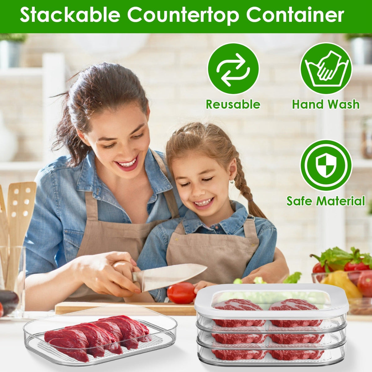 2Pcs Deli Meat Container With Lid for Fridge Stackable Bacon Container Clear Food Storage Box with Lid Meal Prep Container for Lunch Meat Salami Cold