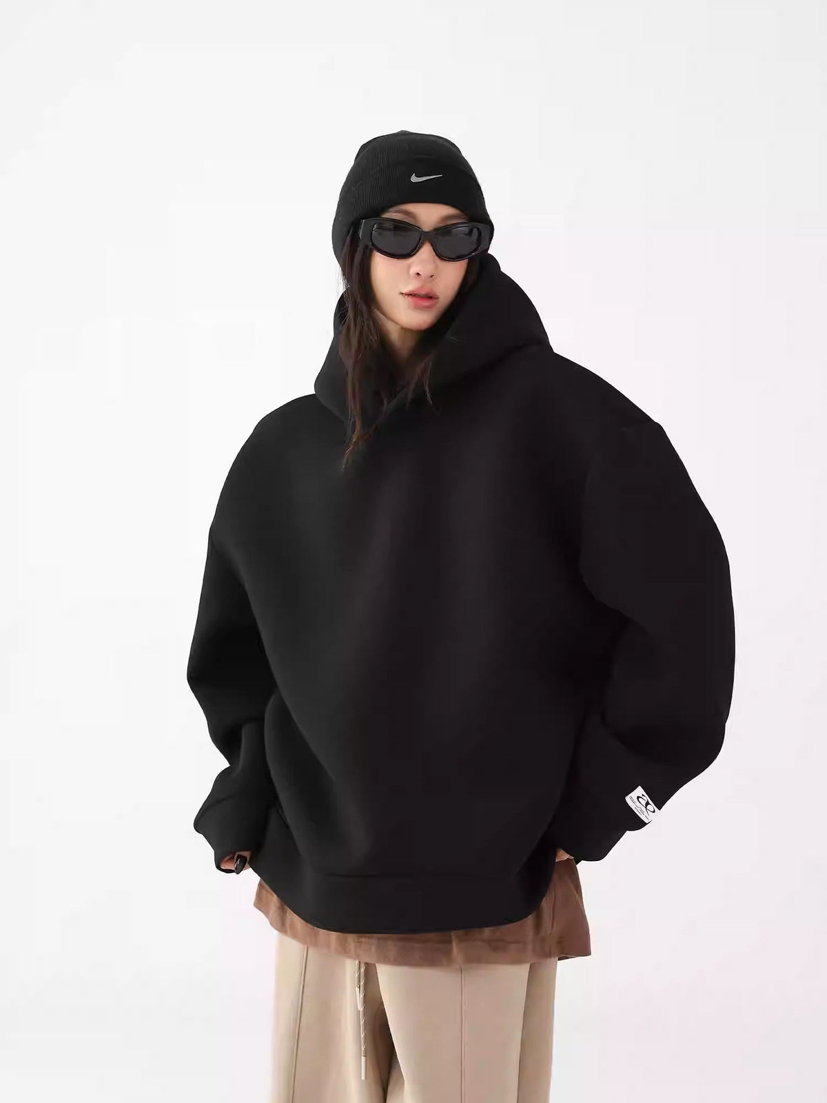 Thickened Air Layer Hooded American High Street Loose-fitting Sweatshirt