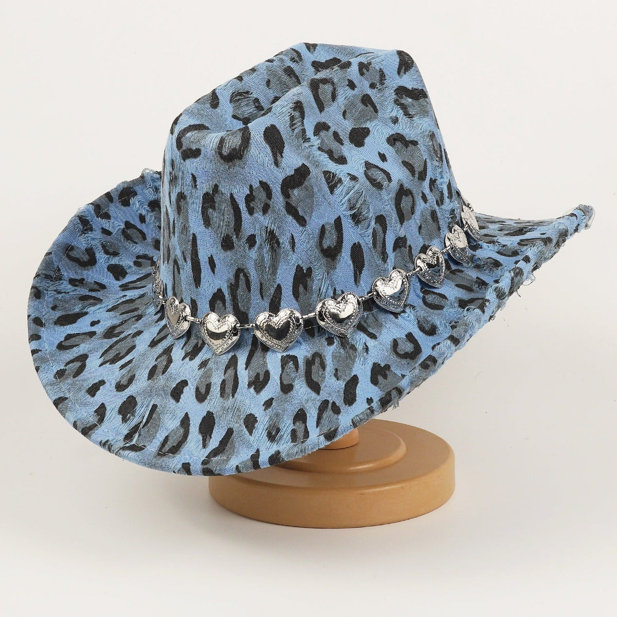 Unisex Black Leopard-print Denim Hat