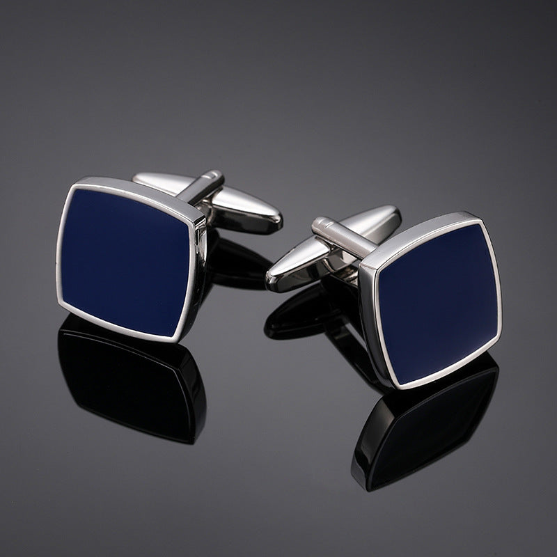 High Quality Men's French Shirt Cufflinks Batch Square Blue Background