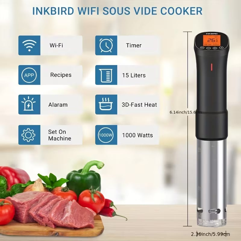 1000W WiFi Sous Vide Cooker with App Control and Timer
